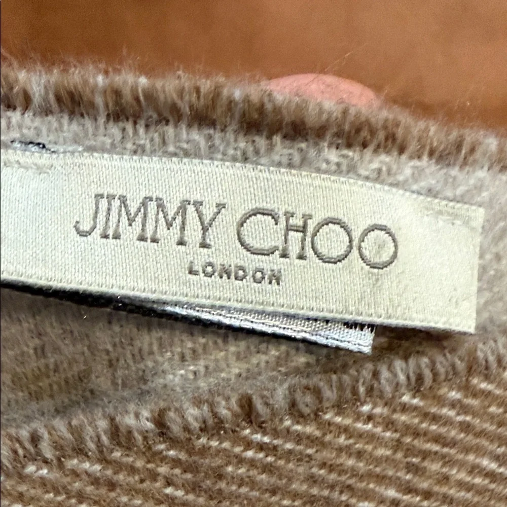 Jimmy Choo Taupe and White Scarf